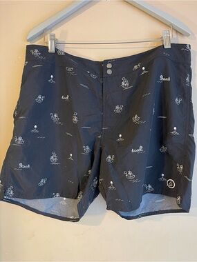 Volcom Men’s Size 38 XL Navy Nautical Ship & Sea Monster Boardshorts Swim Trunks
